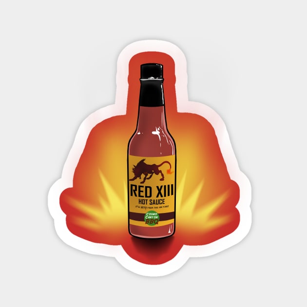 Red XIII Hot Sauce Sticker by azureaerrow